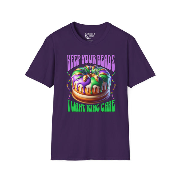 Keep your beads I want king cake mardi gras Unisex Softstyle T-Shirt