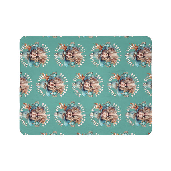 Mystical Vibes and Cosmic Tides Sea Witch Fleece Sherpa Blanket