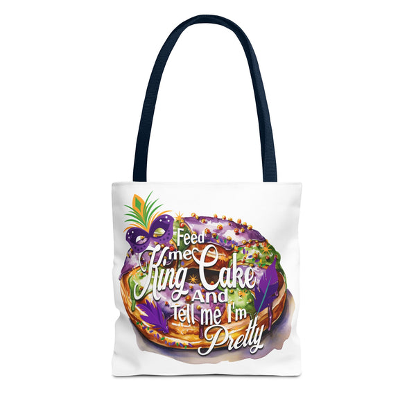 Feed me King Cake and tell me I'm pretty Mardi Gras bead Tote Bag (AOP)