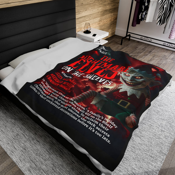 Nightmare Elves on the Shelves Velveteen Plush Blanket