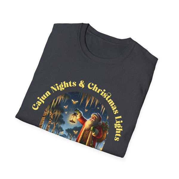 Cajun Night and Christmas Lights Papa Noel Louisiana Unisex Softstyle T-Shirt