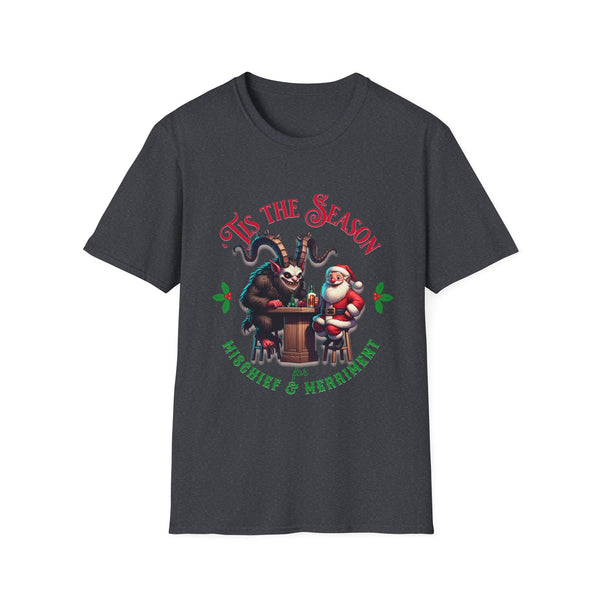 Tis the Season for Mischief & Merriment Krampus and Santa Unisex Softstyle T-Shirt