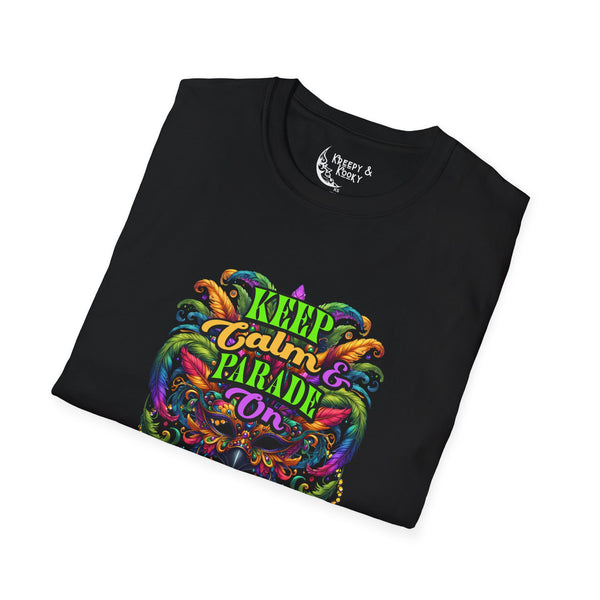 Keep Calm and Parade on mardi gras Unisex Softstyle T-Shirt