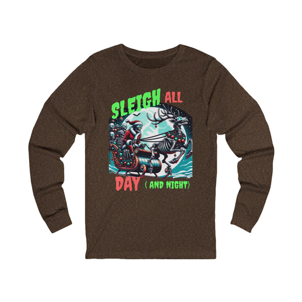 Sleigh all day Christmas Creepy Krampus Unisex Jersey Long Sleeve Tee