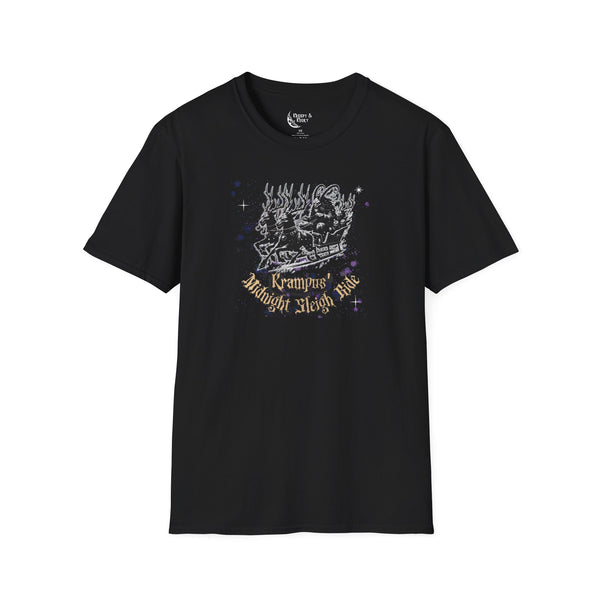 Krampus Midnight Sleigh Rides Black Unisex Softstyle T-Shirt