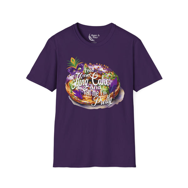 Feed me king cake and tell me I'm pretty mardi gras Unisex Softstyle T-Shirt