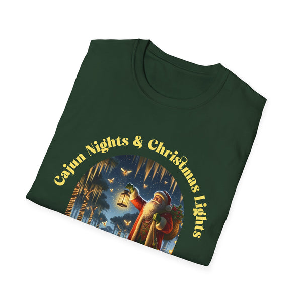 Cajun Night and Christmas Lights Papa Noel Louisiana Unisex Softstyle T-Shirt