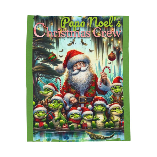 Papa Noel's Christmas Crew Velveteen Plush Blanket