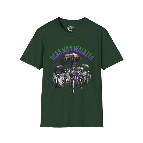 Deadman Walking skeleton creepy mardi gras Unisex Softstyle T-Shirt