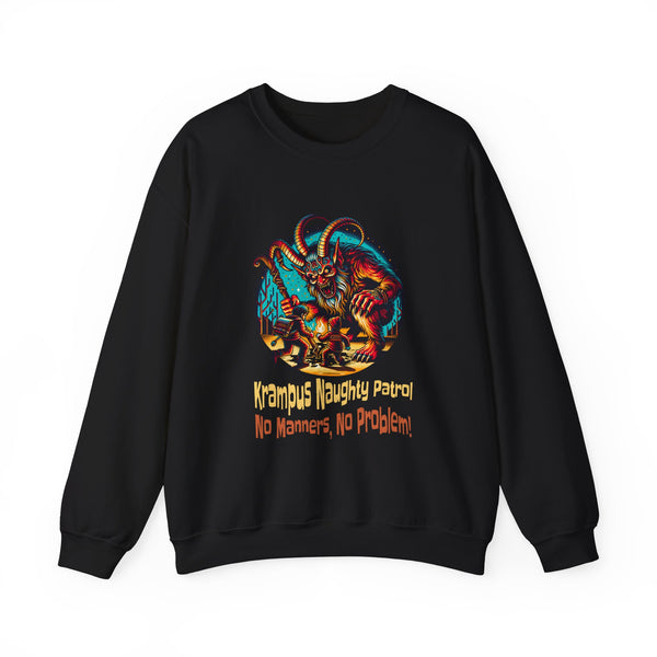 Krampus Naughty Patrol No Manners No Problem Unisex Heavy Blend™ Crewneck Sweatshirt