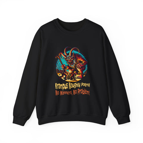 Krampus Naughty Patrol No Manners No Problem Unisex Heavy Blend™ Crewneck Sweatshirt