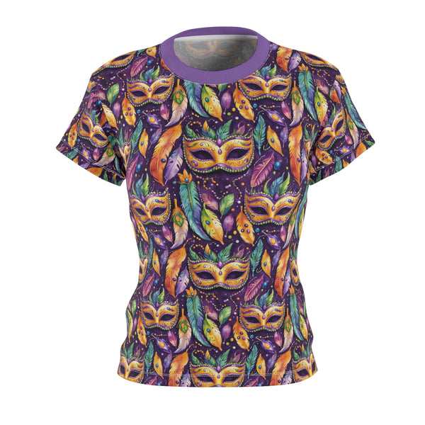 Mardi Gras masks and beads all over print tshirt