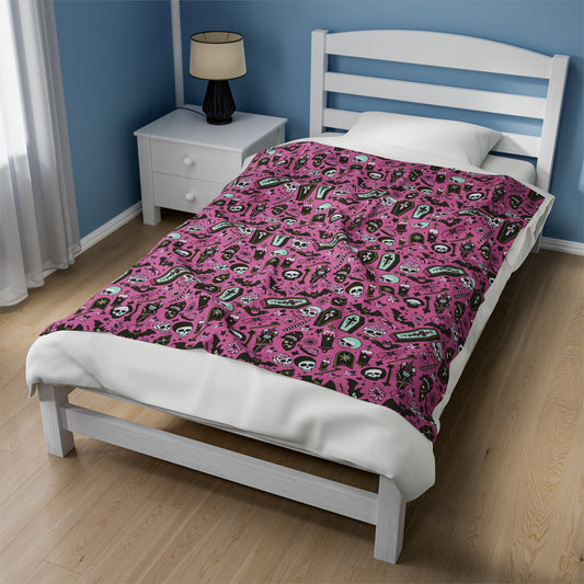 Whimsey Goth Skulls  Blanket
