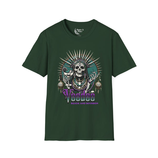 Voodoo beads and bourbon creepy mardi gras Unisex Softstyle T-Shirt