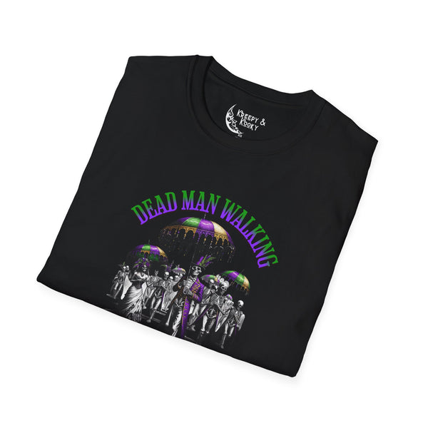 Deadman Walking skeleton creepy mardi gras Unisex Softstyle T-Shirt