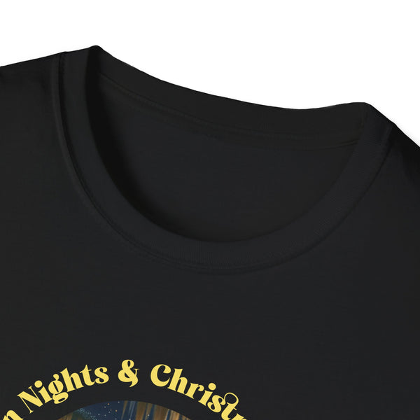 Cajun Night and Christmas Lights Papa Noel Louisiana Unisex Softstyle T-Shirt