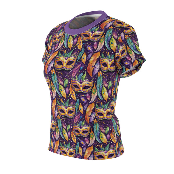 Mardi Gras masks and beads all over print tshirt