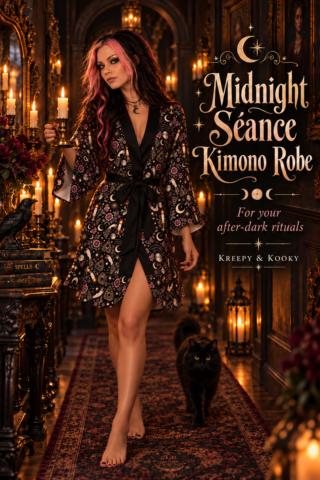 Midnight Séance Robe Ruffle Long Sleeve Robe
