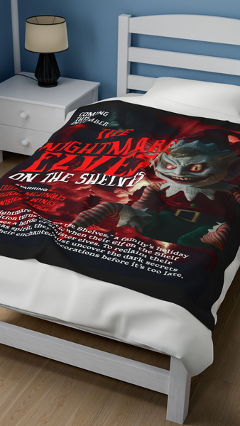 Nightmare Elves on the Shelves Velveteen Plush Blanket